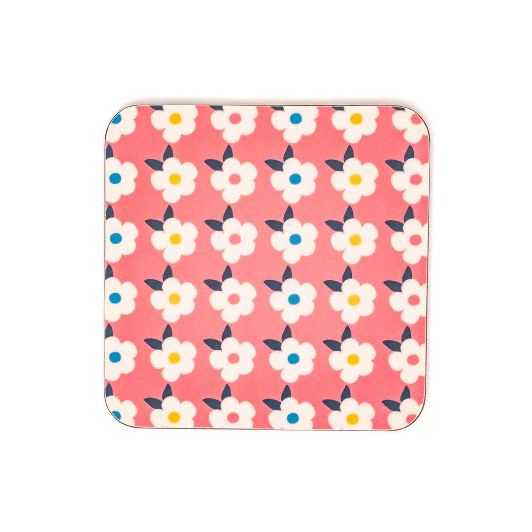 Retro Floral Print Coaster