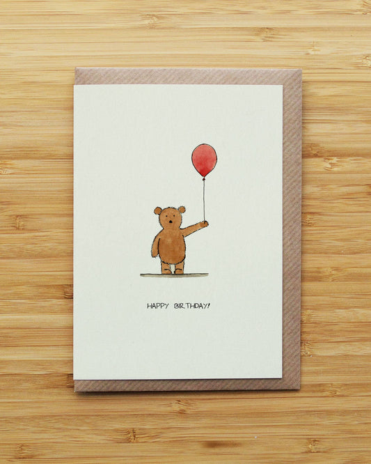 Teddy Bear and Balloon Birthday Card